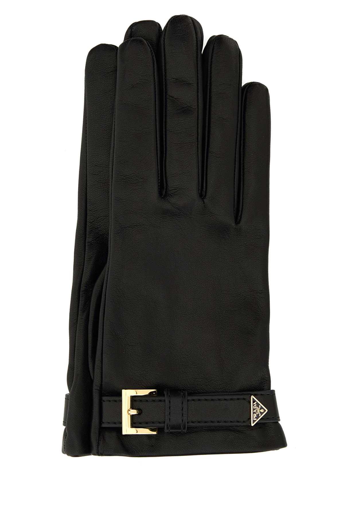 prada black nappa leather gloves