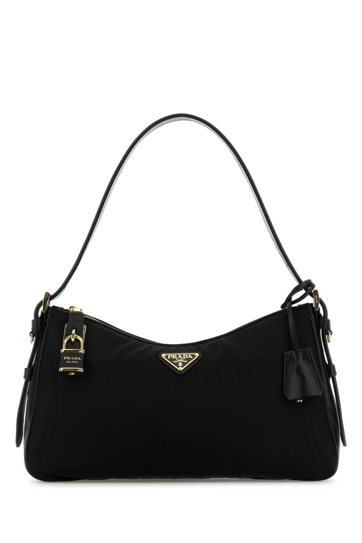 prada black nylon large aimãe shoulder bag