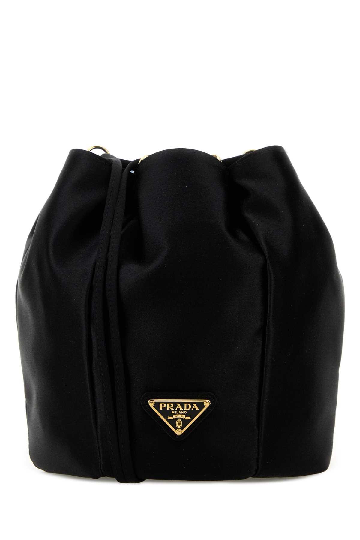 prada black satin bucket bag