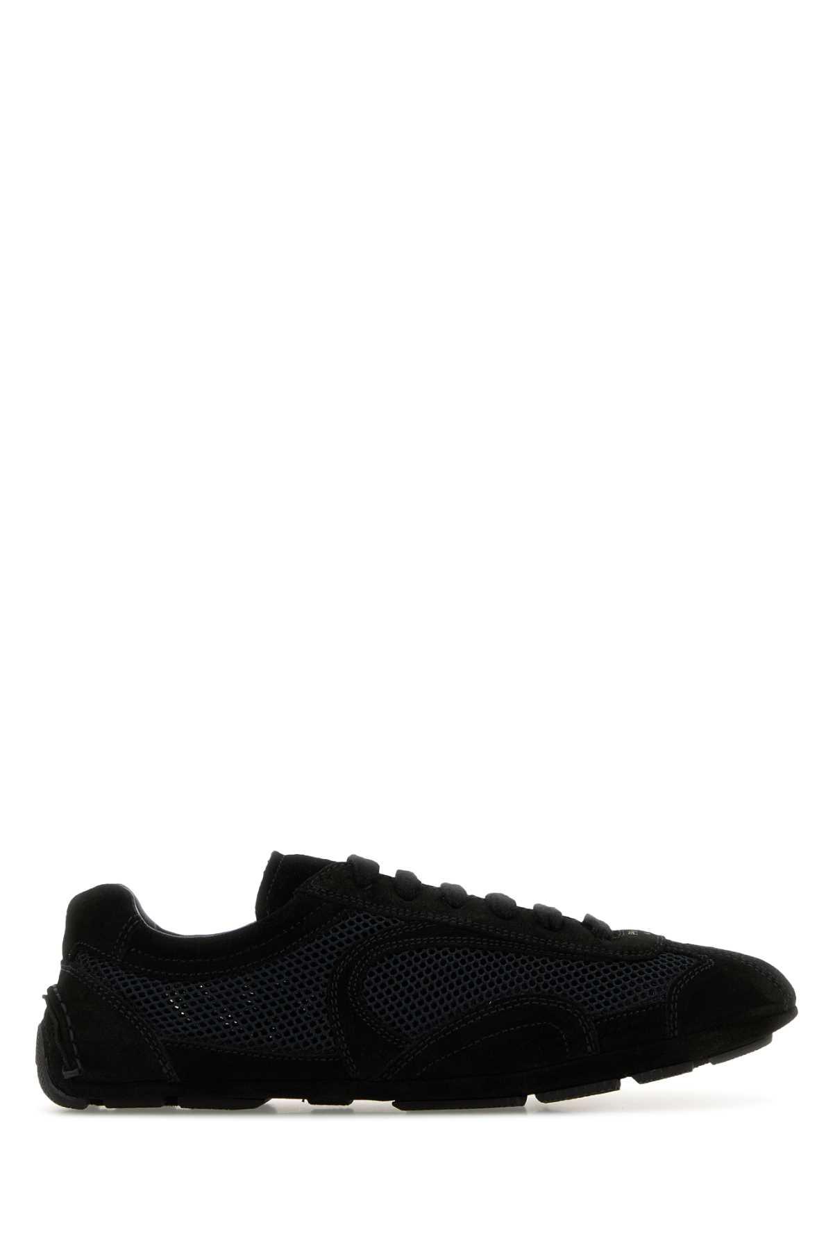 prada black suede and mesh montecarlo sneakers
