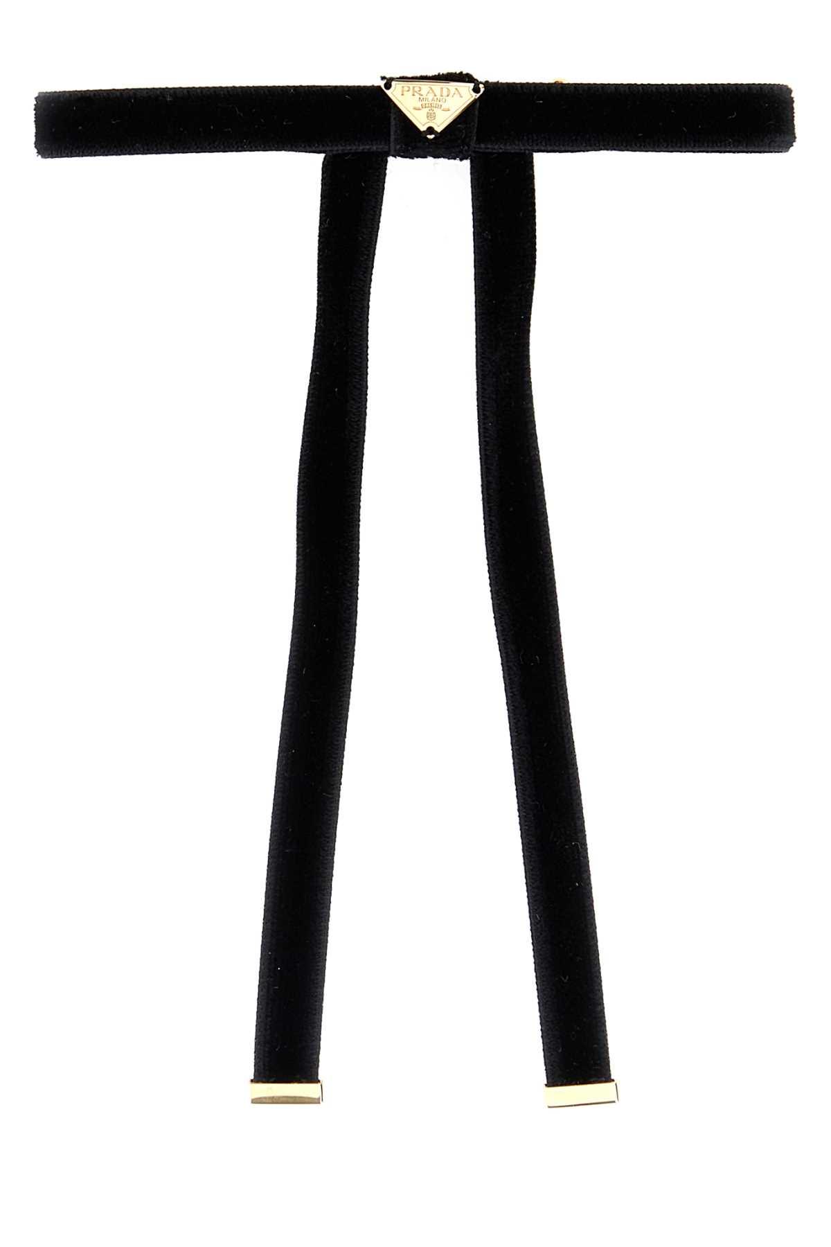 prada black velvet hair clip