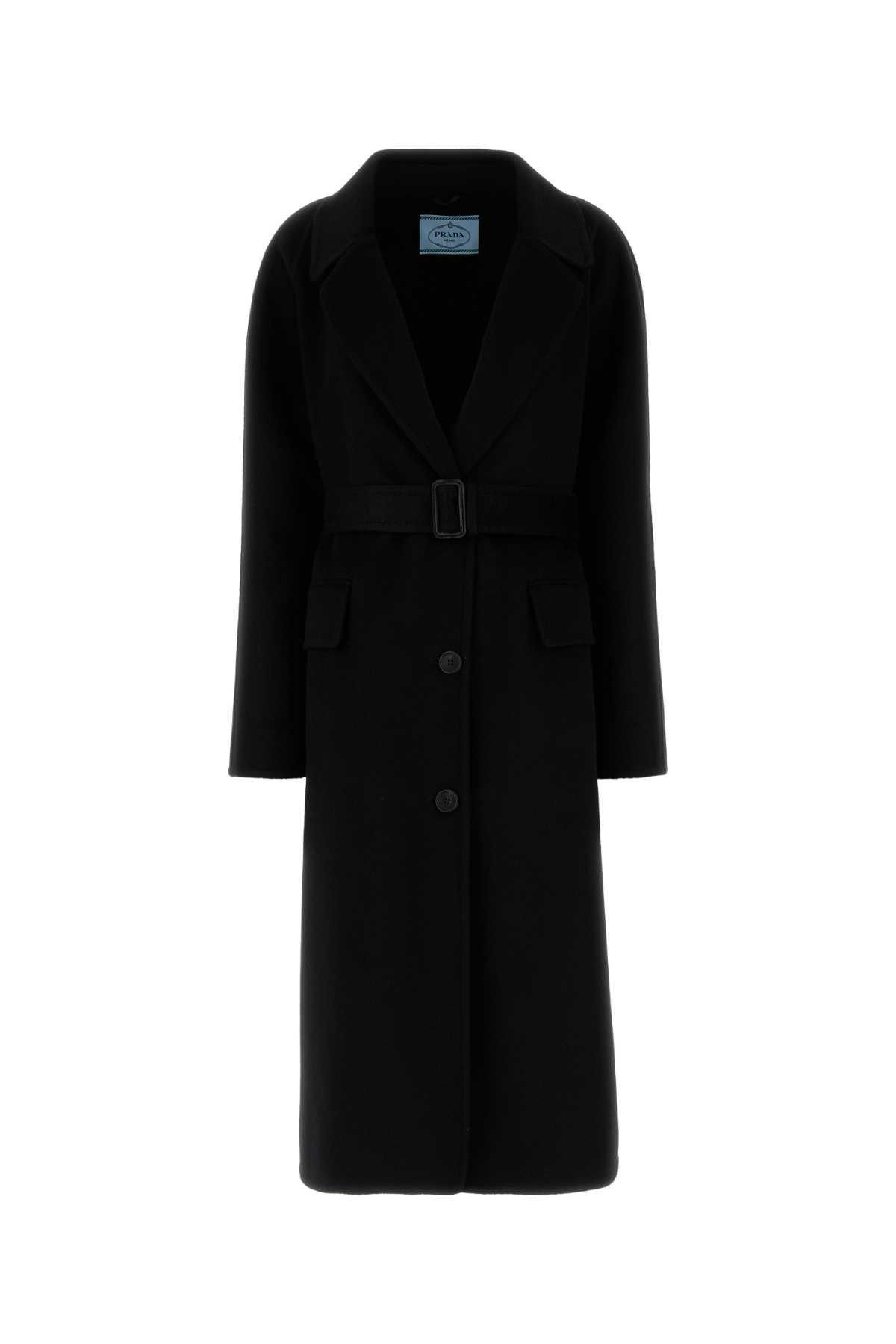 prada black wool blend coat