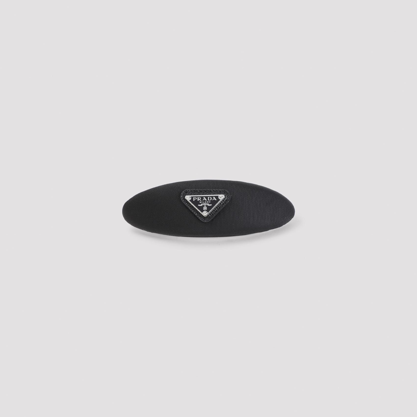 prada brass hair clip black hat - women