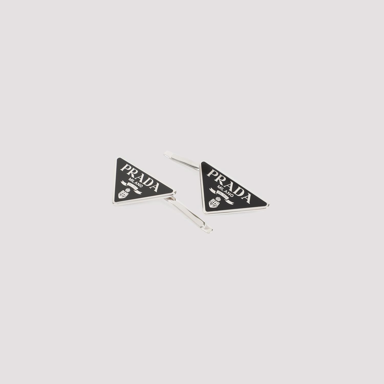 prada brass hair pin black enamel pins - women