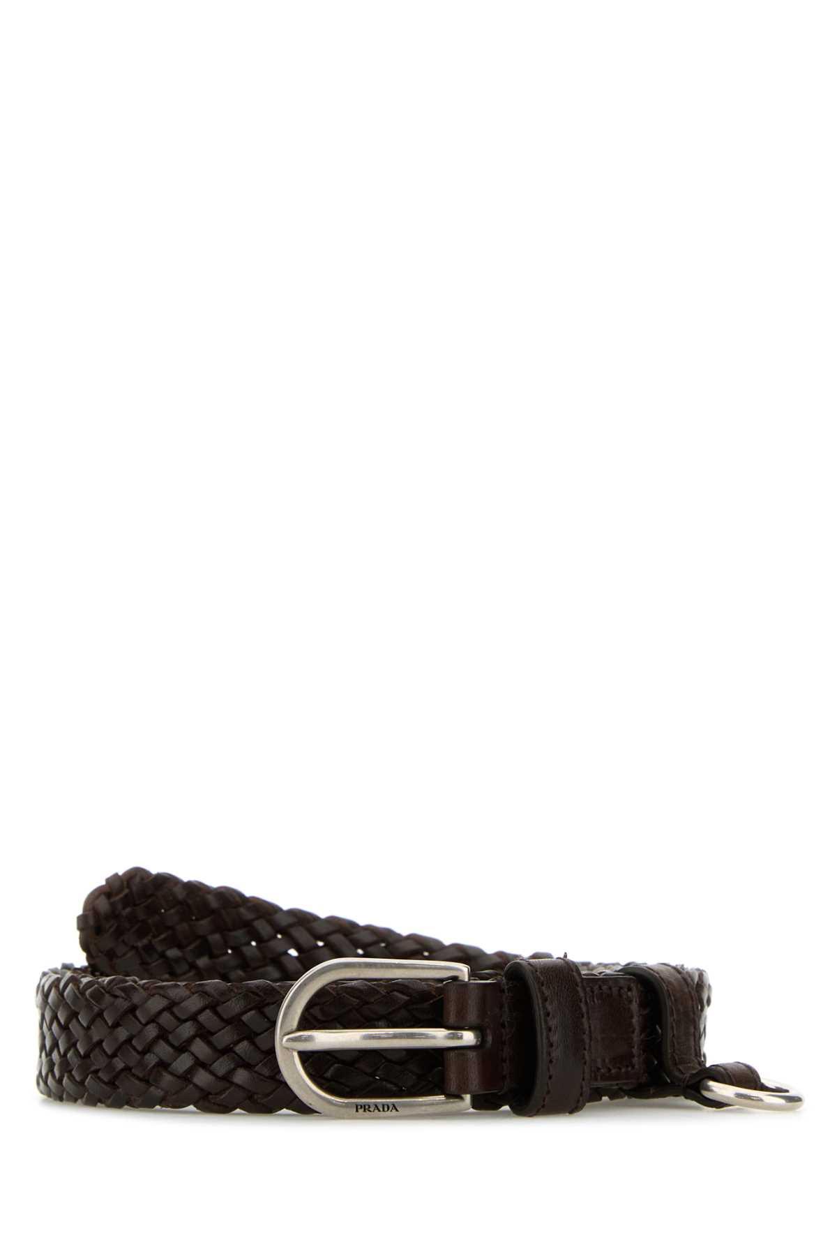 prada brown leather belt