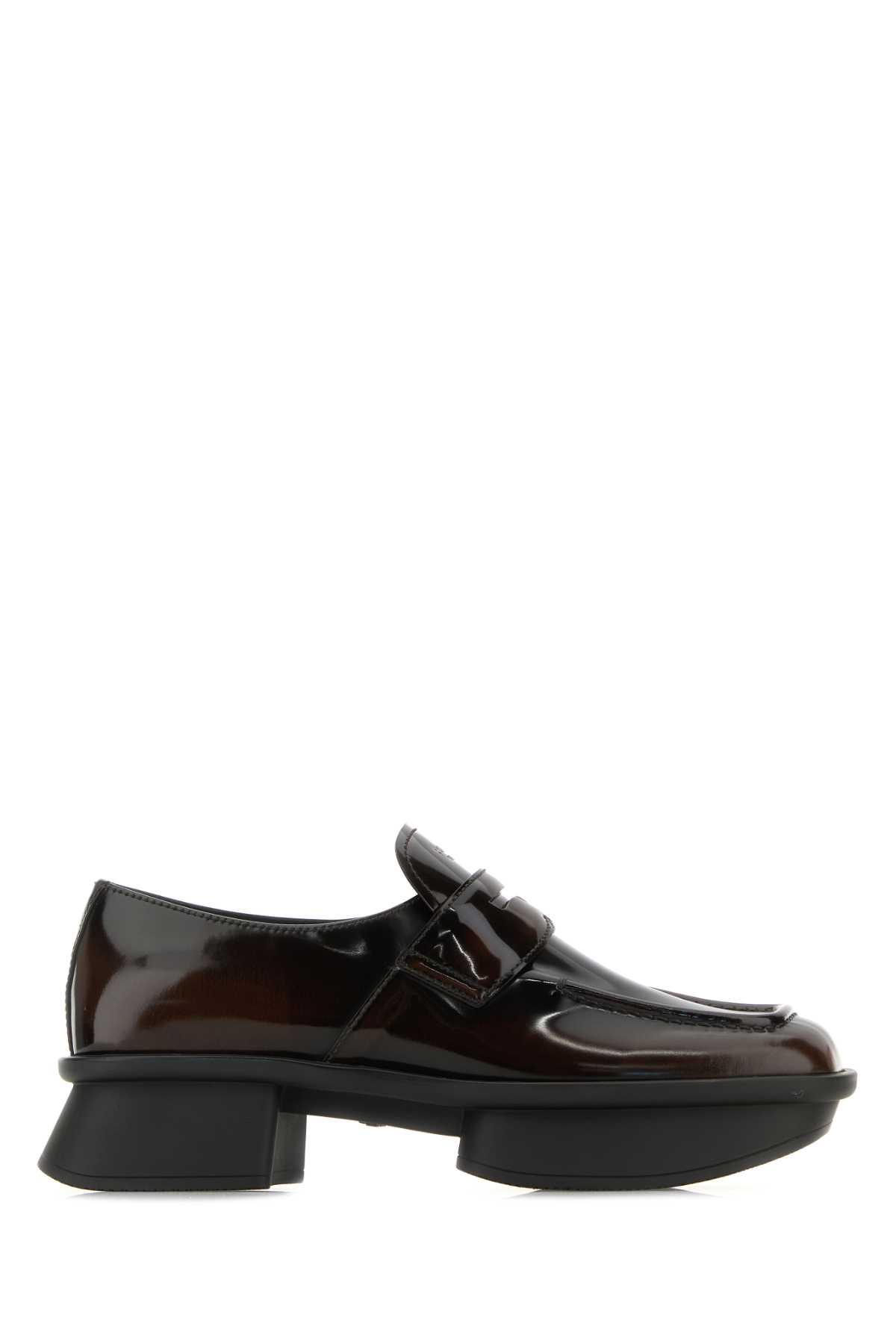 prada brown leather equal loafers