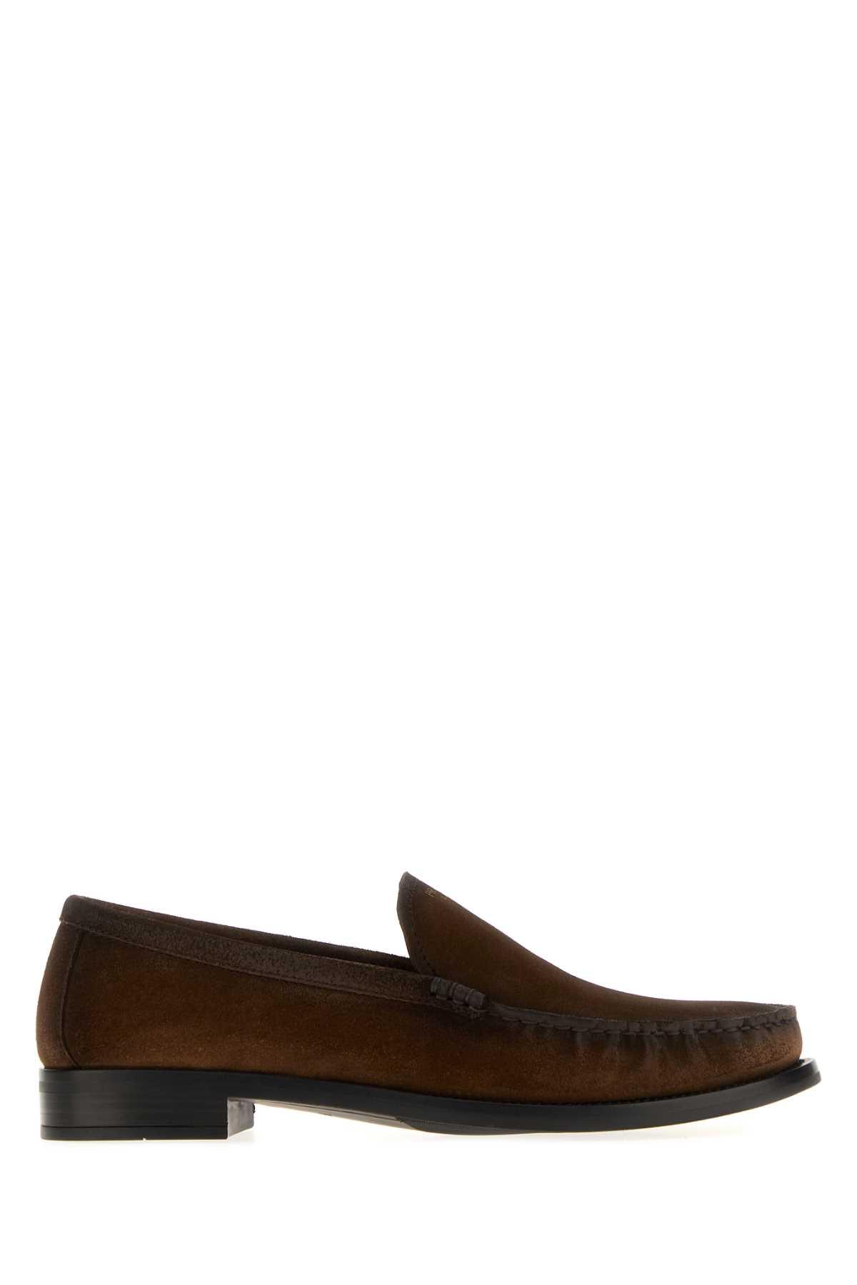 prada brown suede loafers