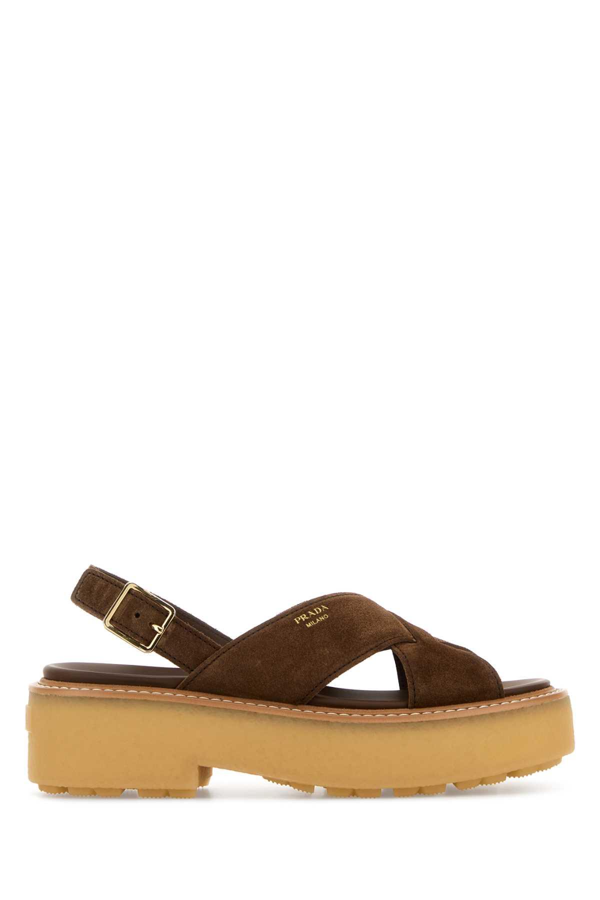 prada brown suede sandals