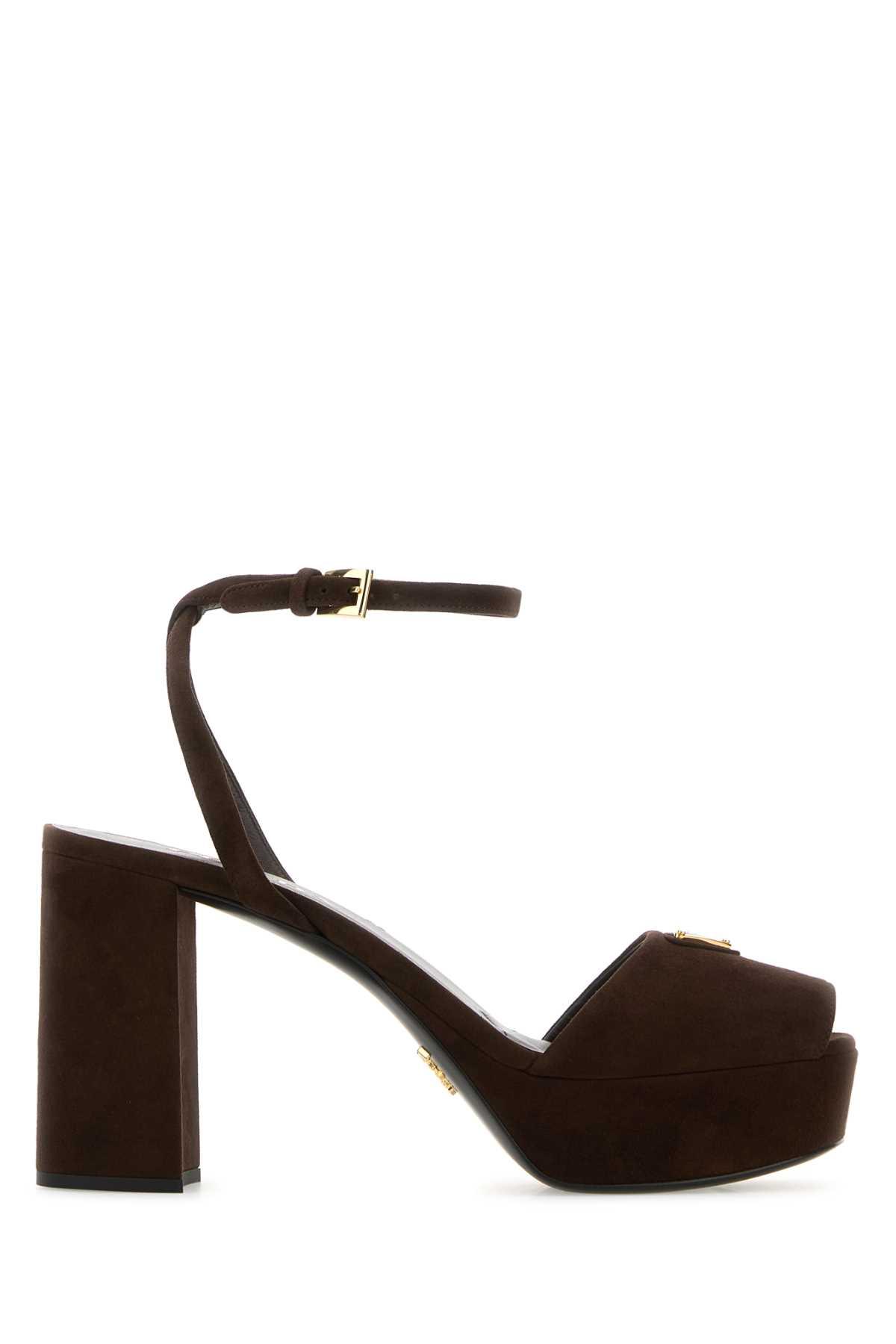 prada brown suede sandals