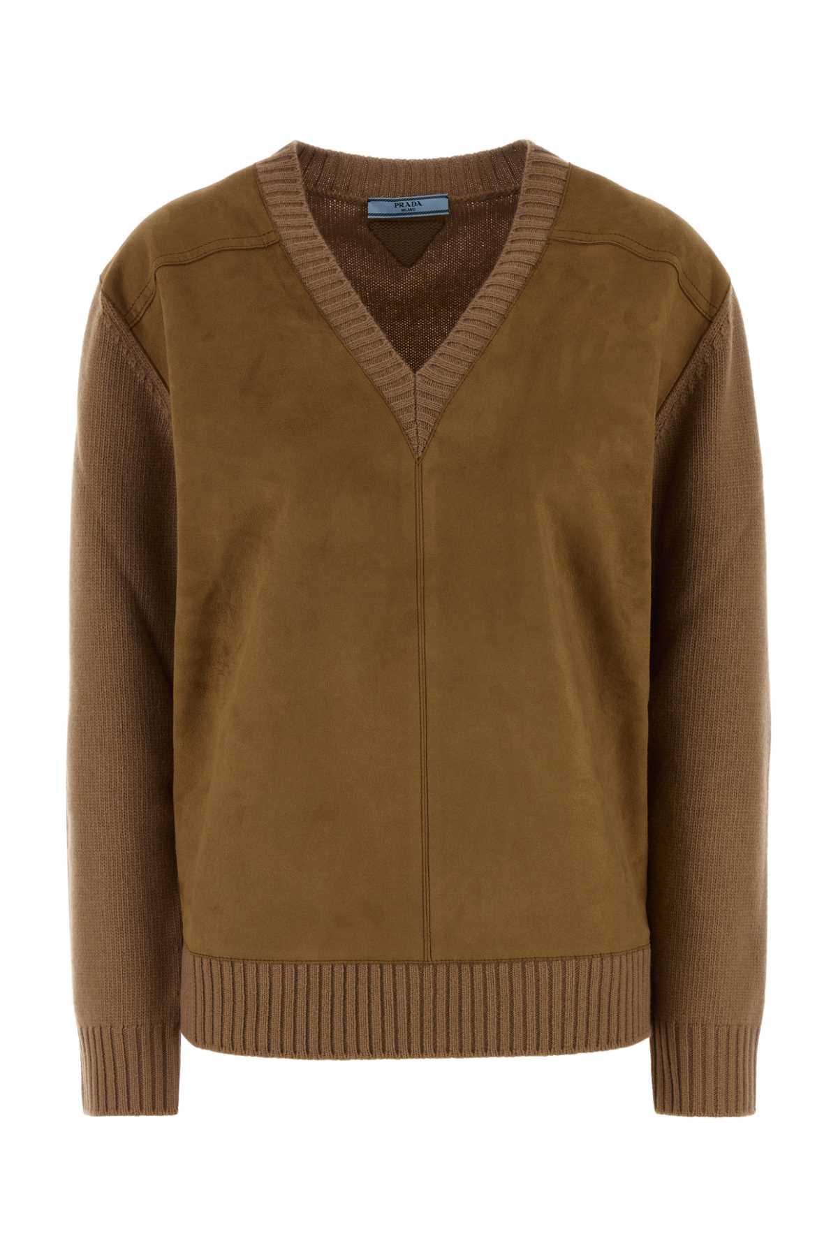 prada camel wool blend sweater