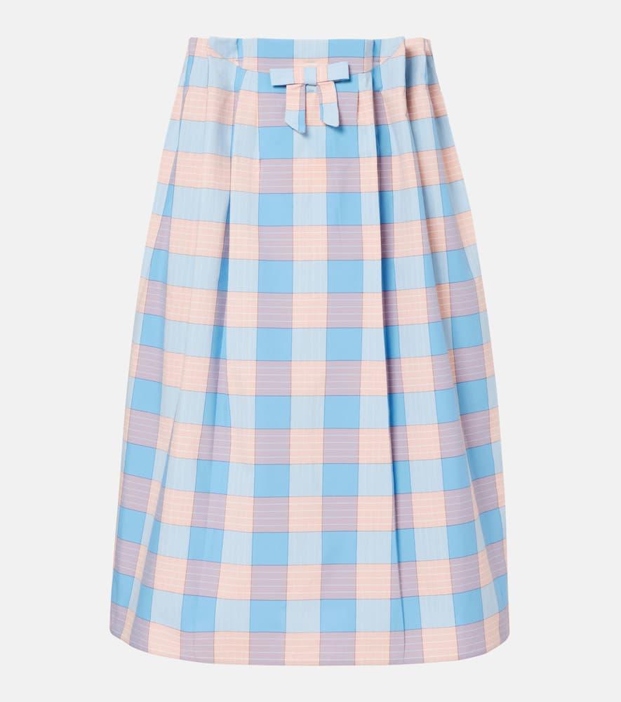 prada checked cotton poplin midi skirt