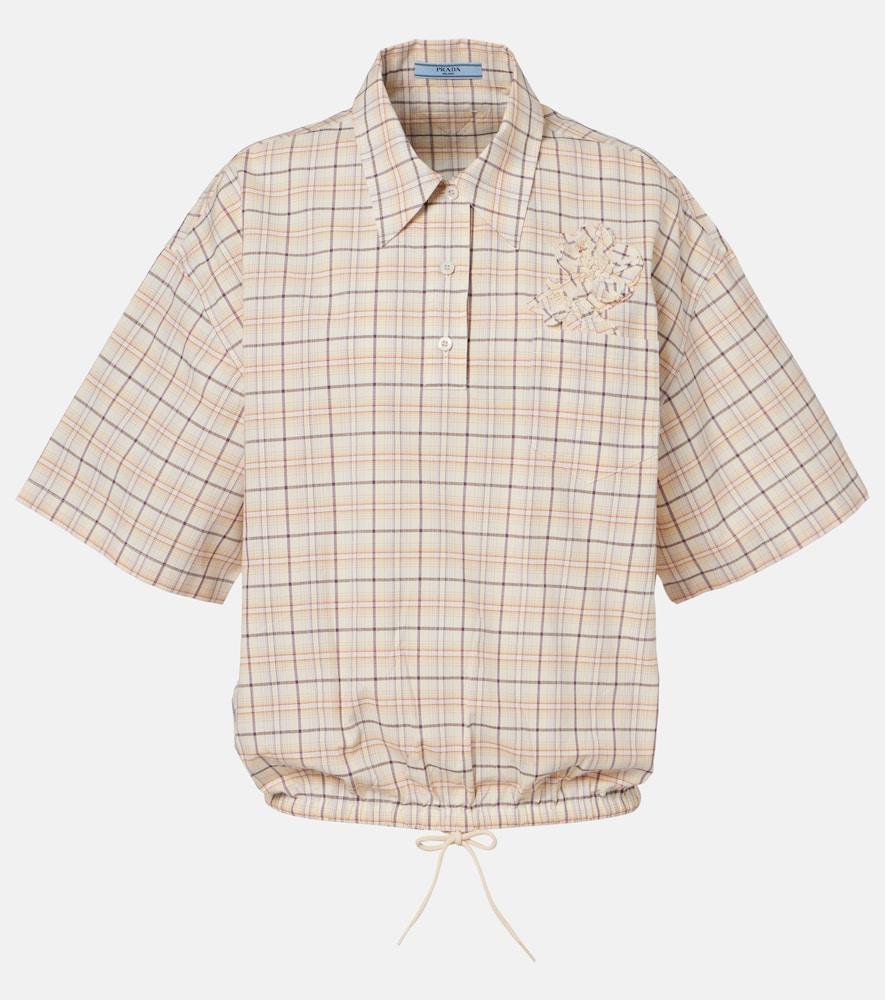 prada checked cotton poplin top