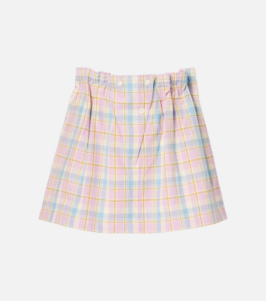 prada checked gathered cotton miniskirt