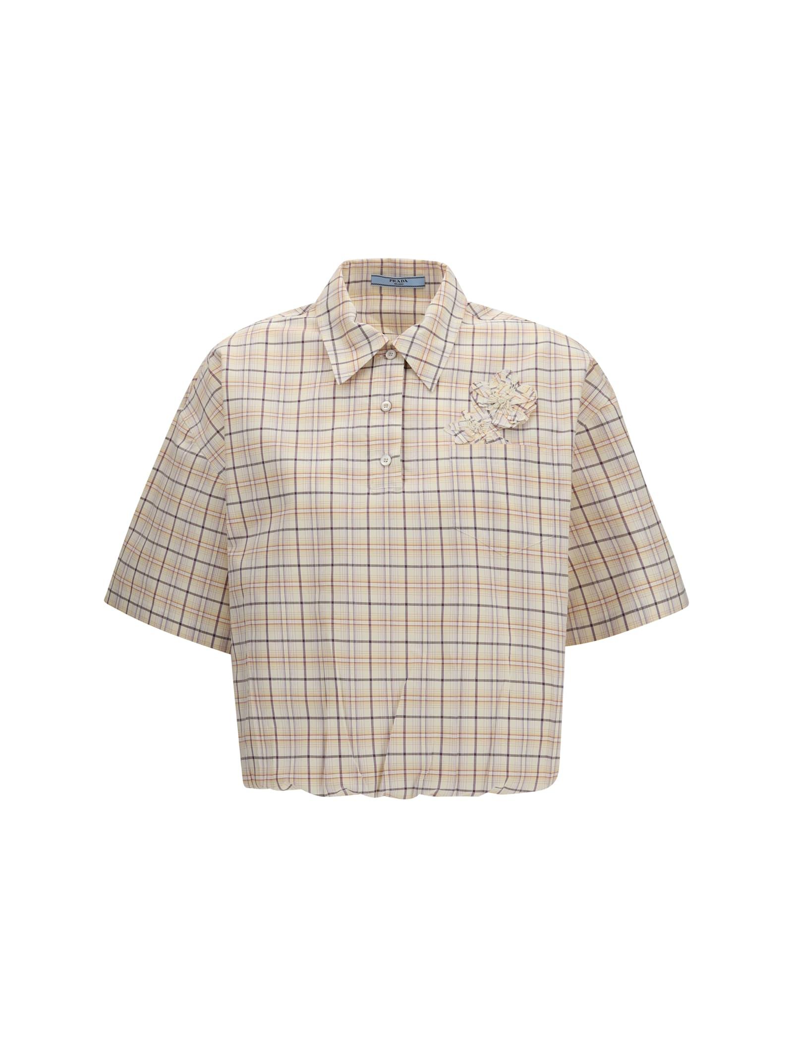 prada checked poplin shirt