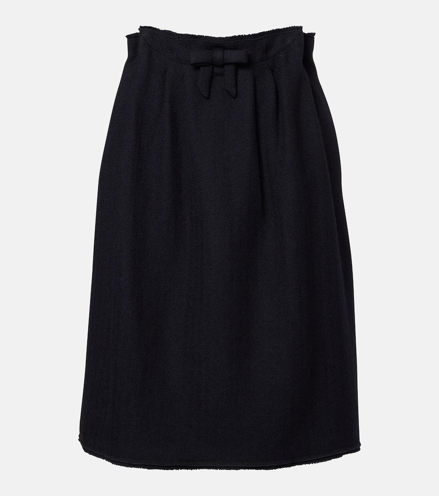 prada chevron pleated virgin wool midi skirt