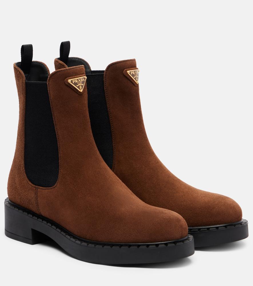 prada chocolate suede chelsea boots