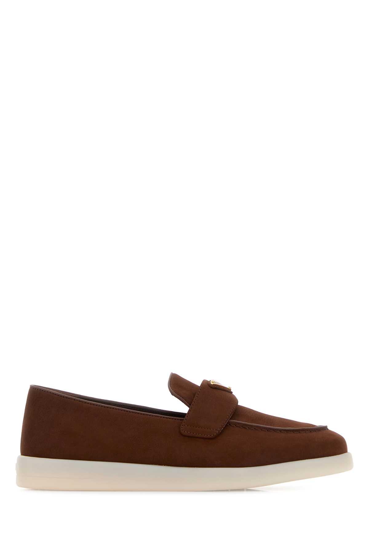 prada chocolate suede loafers