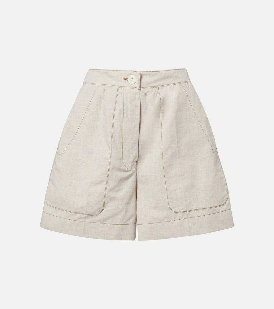 prada cotton and linen chambray shorts