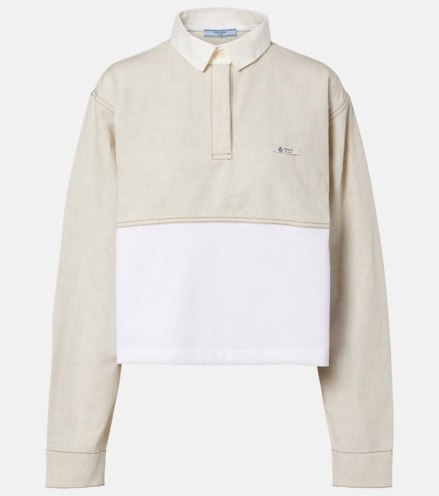 prada cotton and linen polo shirt