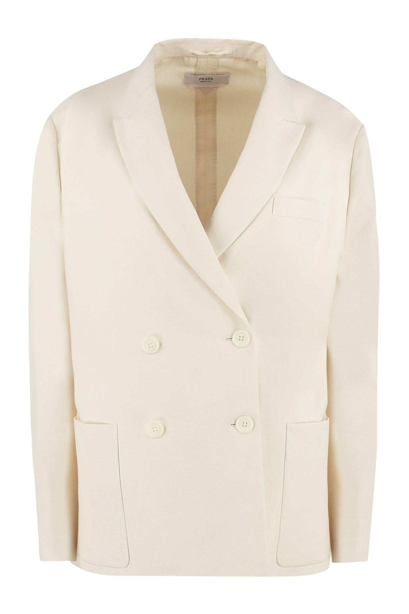 prada cotton double-breasted blazer