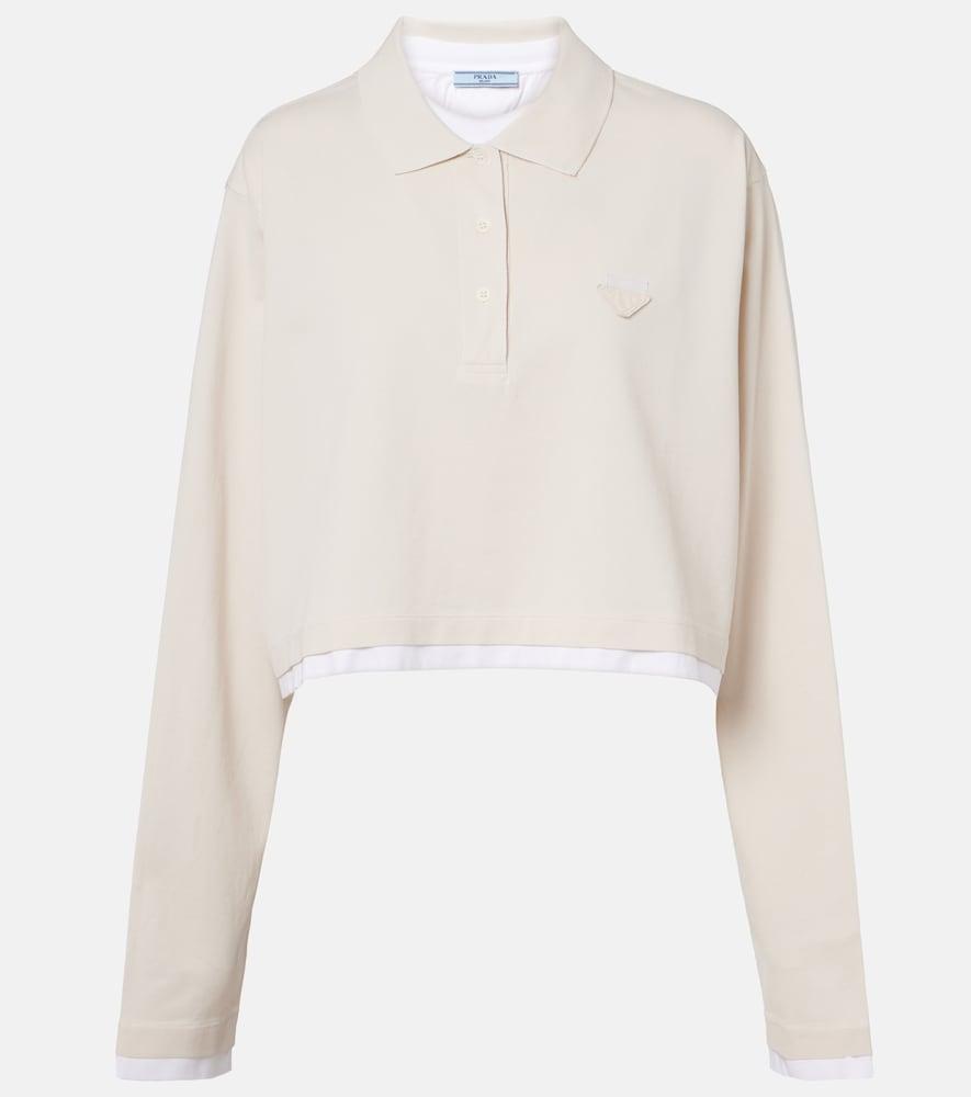 prada cotton piqué and jersey polo shirt