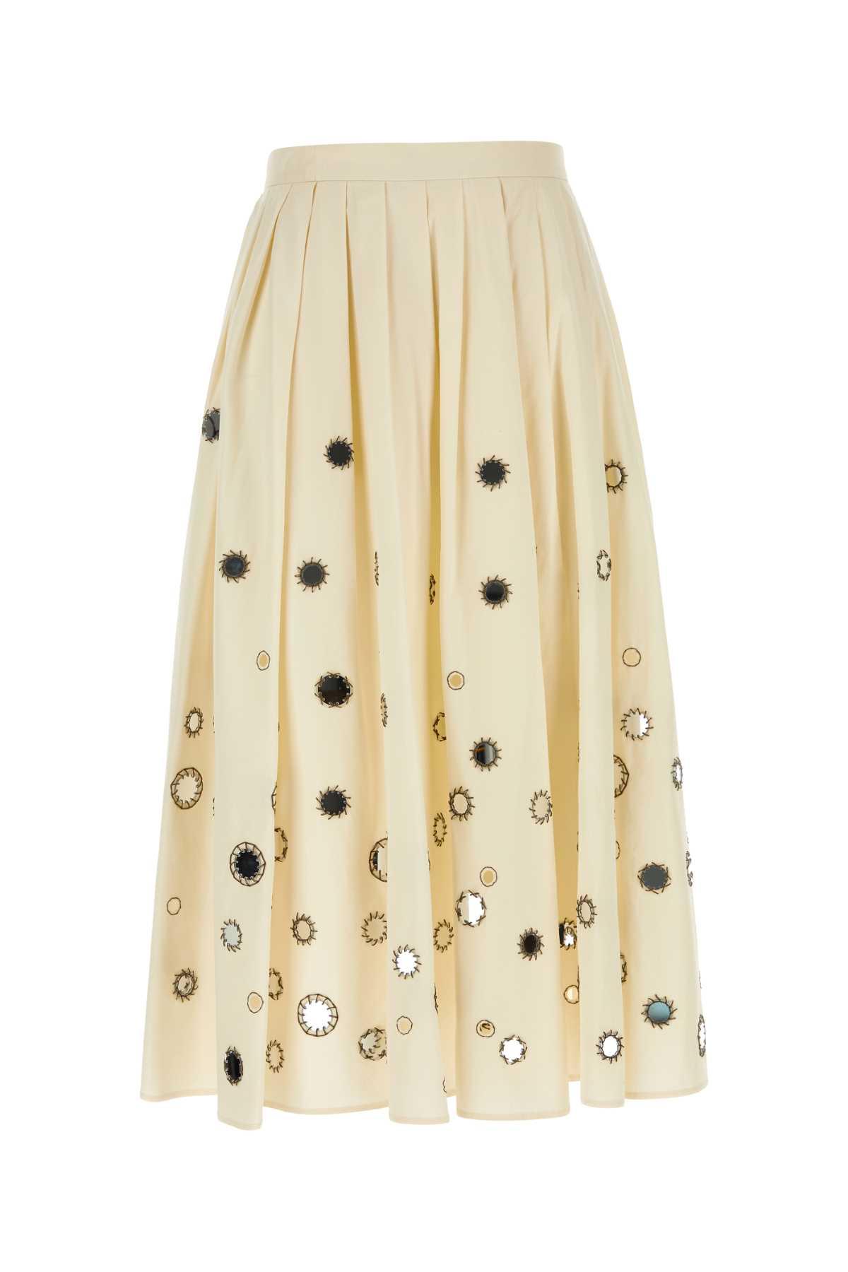 prada cream cotton skirt