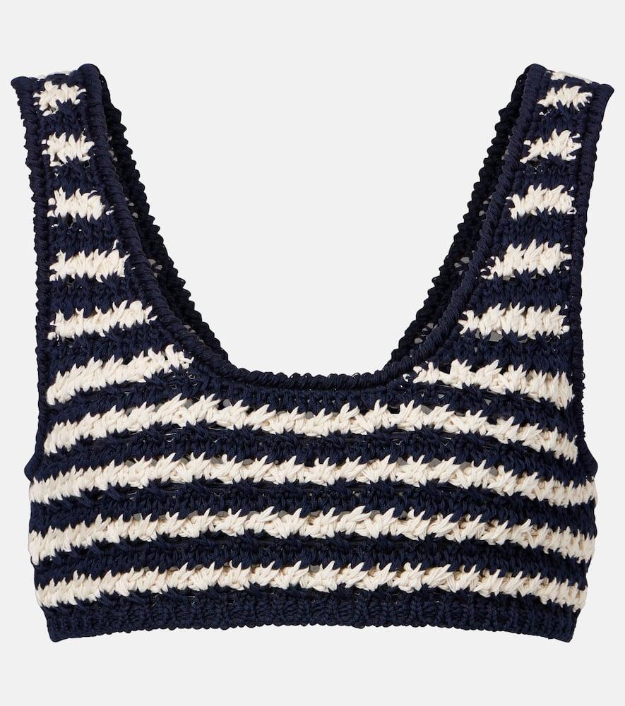 prada crochet striped cotton crop top