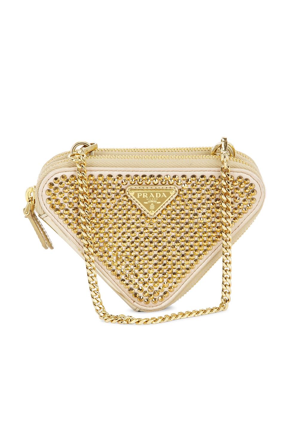 prada crystal embellished triangle shoulder bag