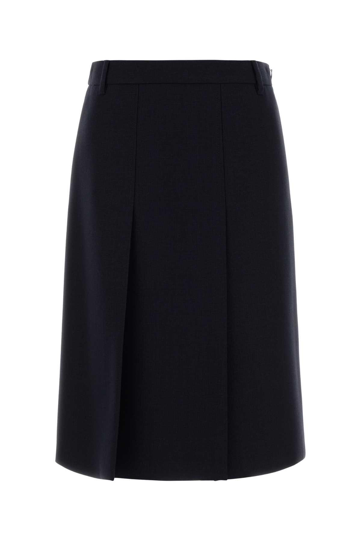 prada dark blu wool skirt