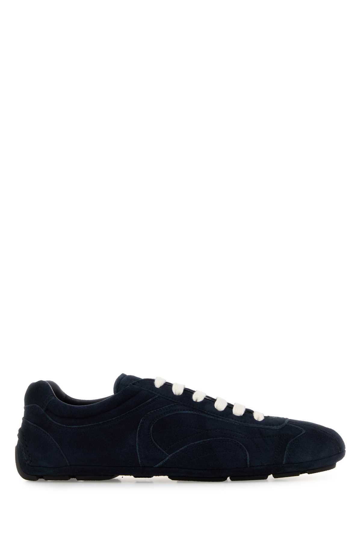 prada dark blue suede montecarlo sneakers