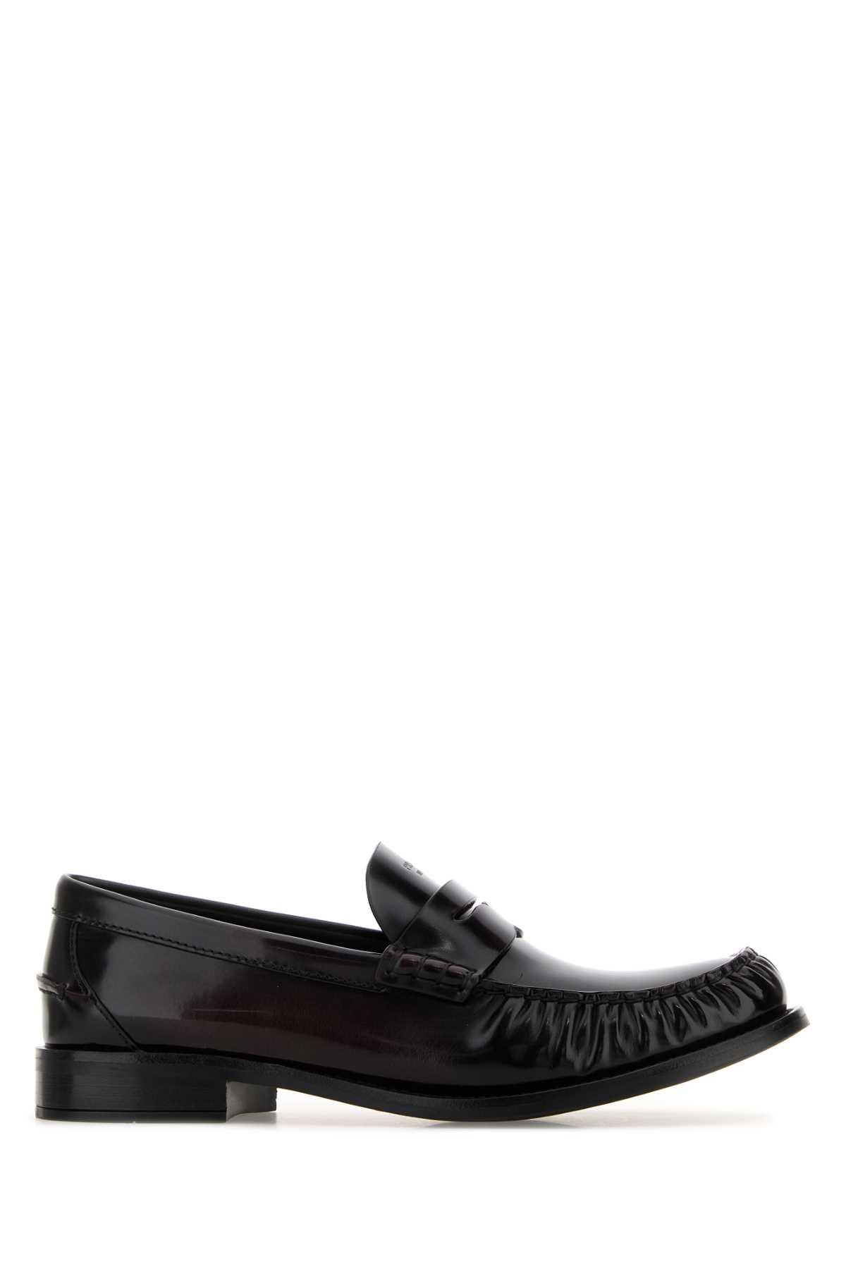 prada dark brown leather loafers