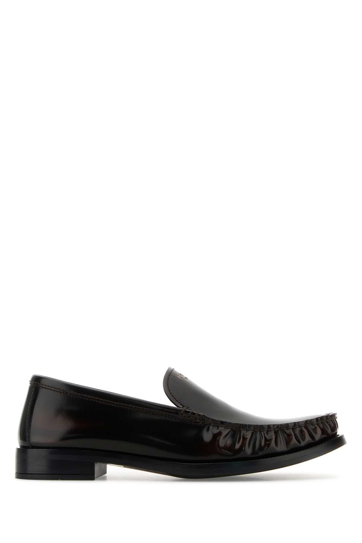 prada dark brown leather loafers