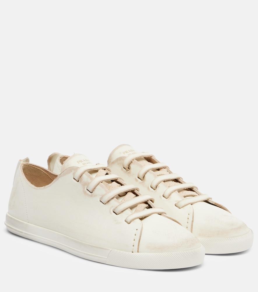 prada distressed leather sneakers