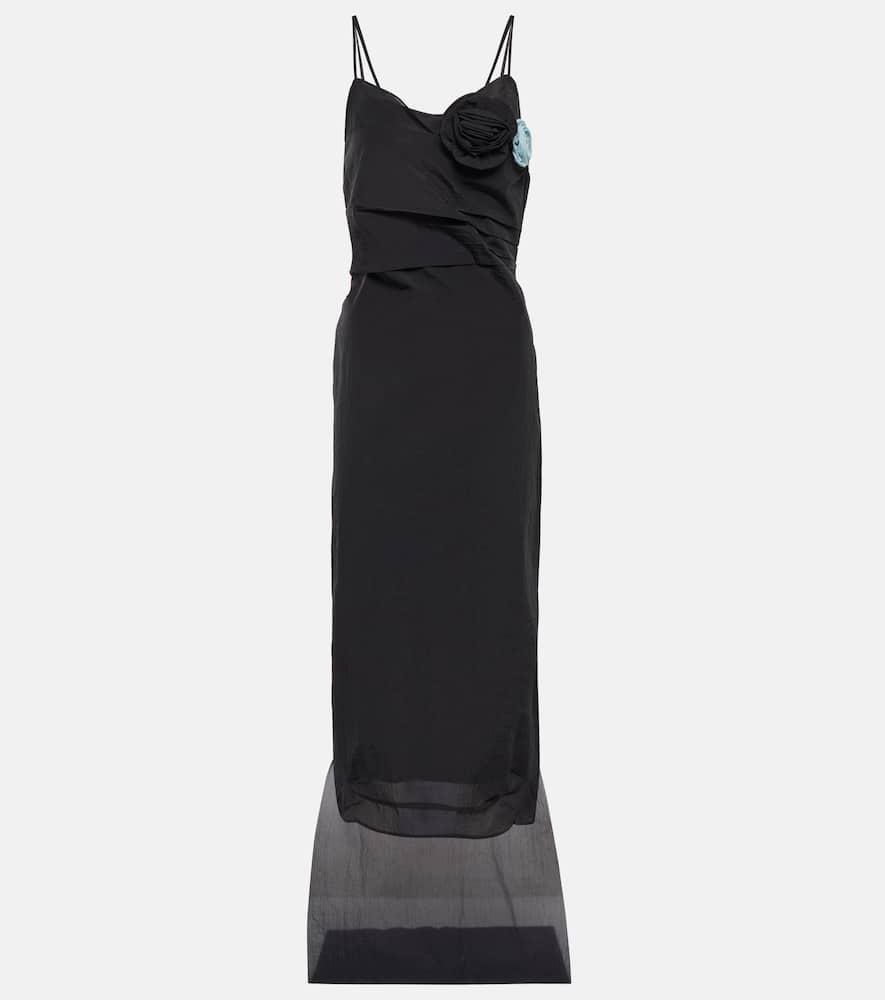 prada embellished draped gown