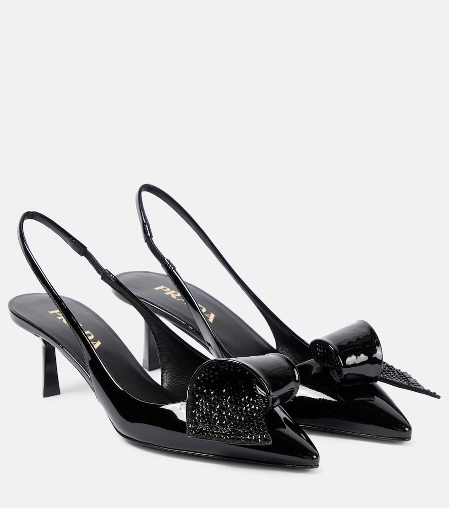 prada embellished patent leather slingback pumps