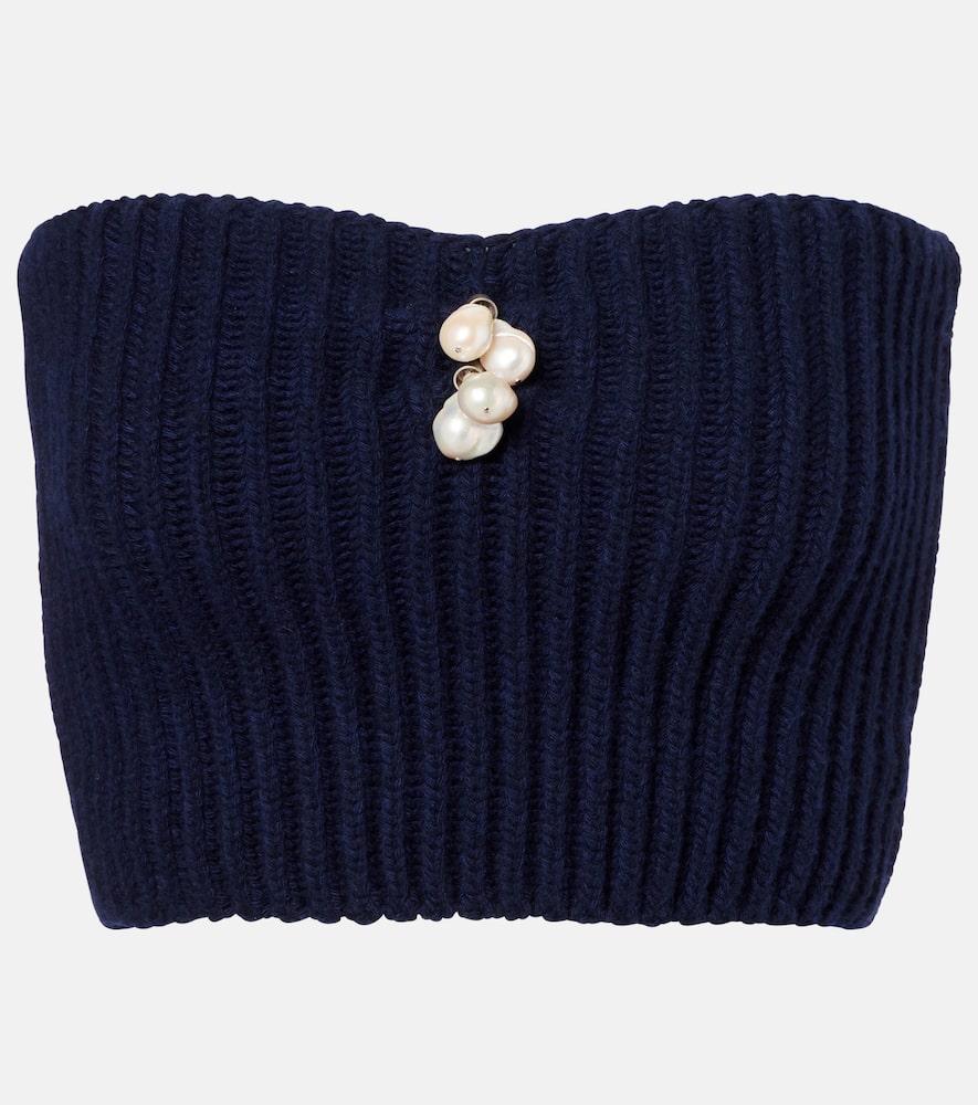 prada embellished wool and cashmere crop top