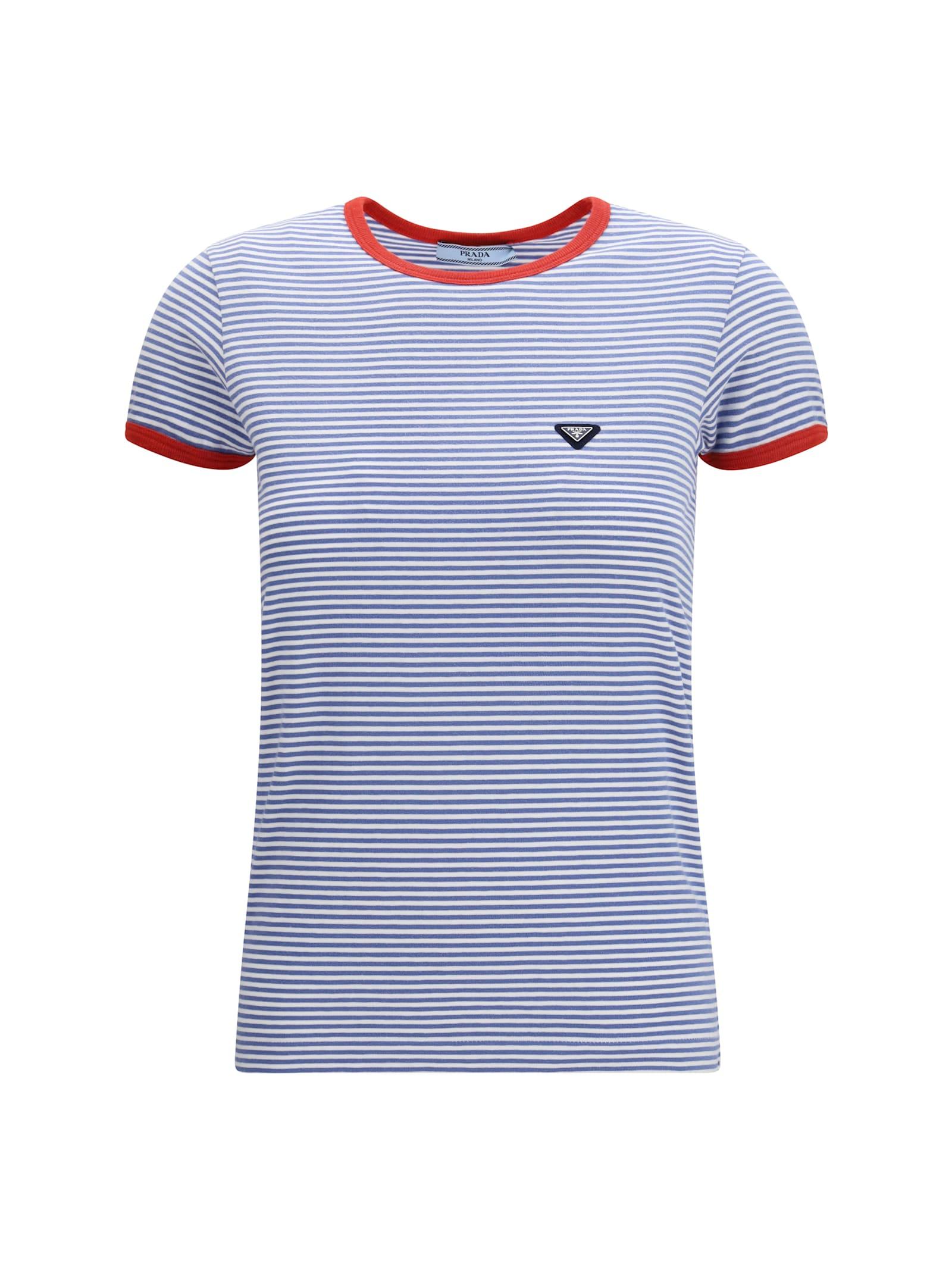 prada embroidered cotton t-shirt