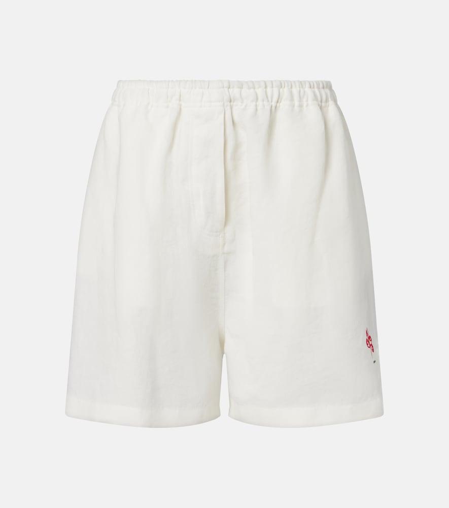 prada embroidered linen shorts