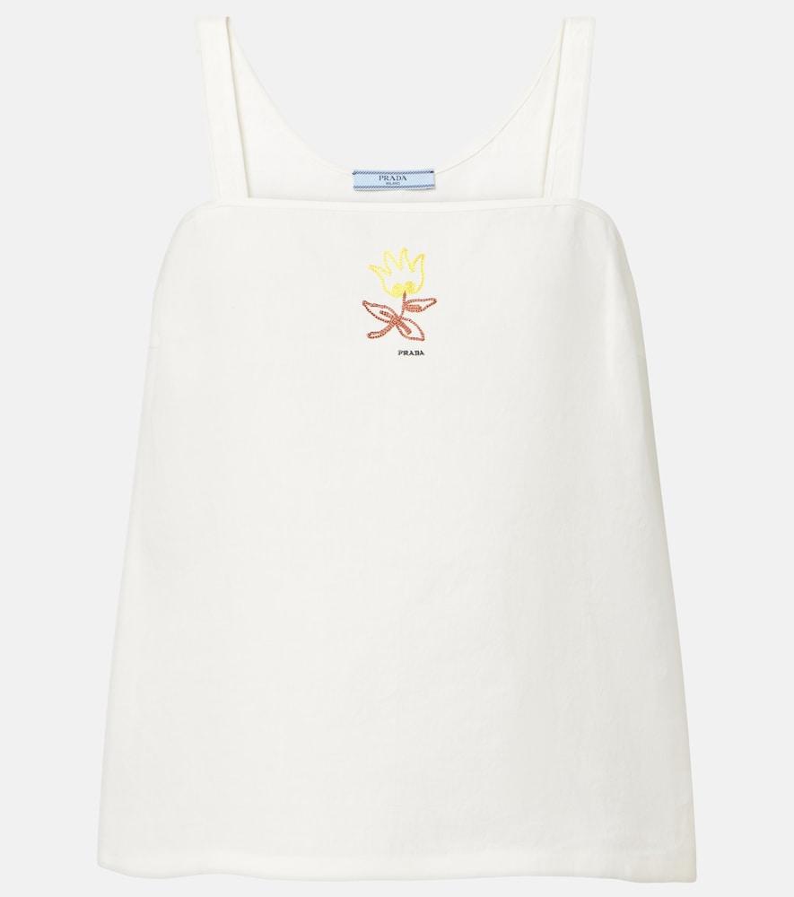 prada embroidered linen top