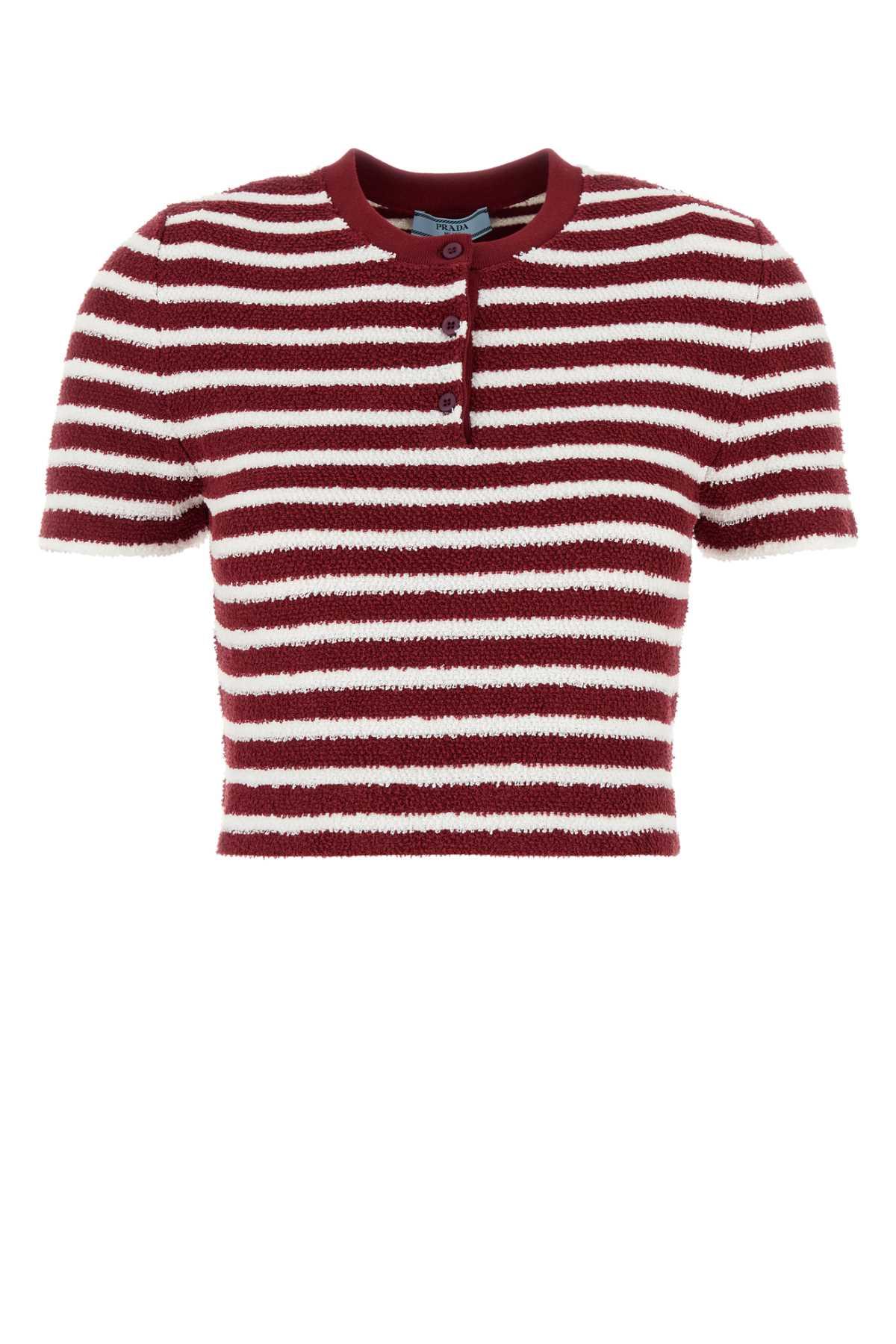 prada embroidered terry fabric polo shirt