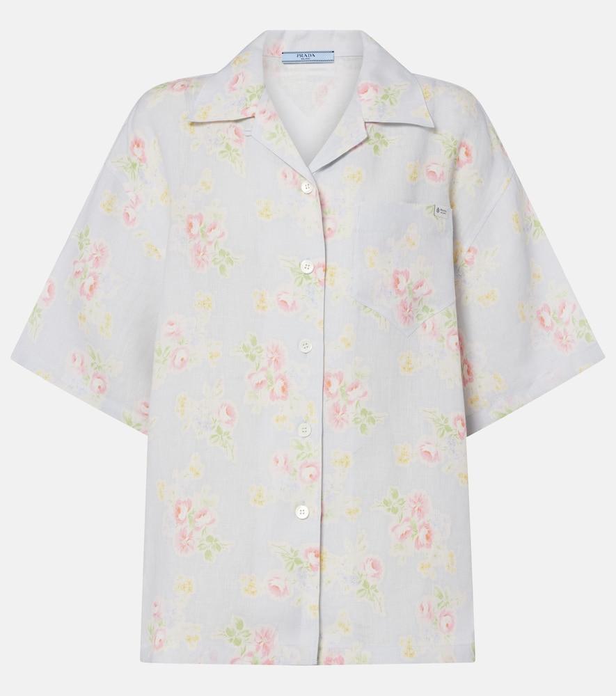prada floral linen shirt