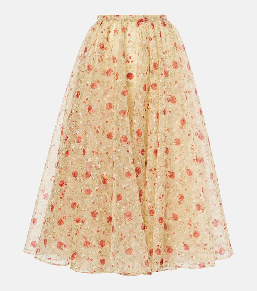 prada floral midi skirt