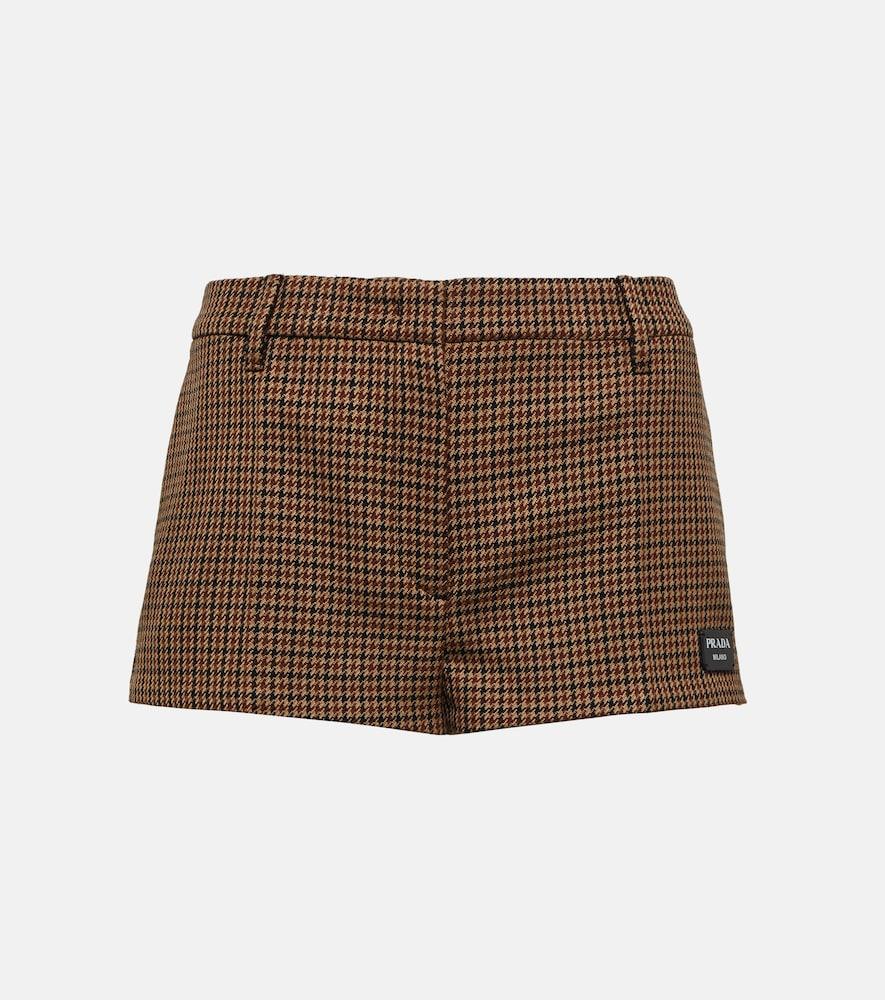 prada houndstooth virgin wool shorts