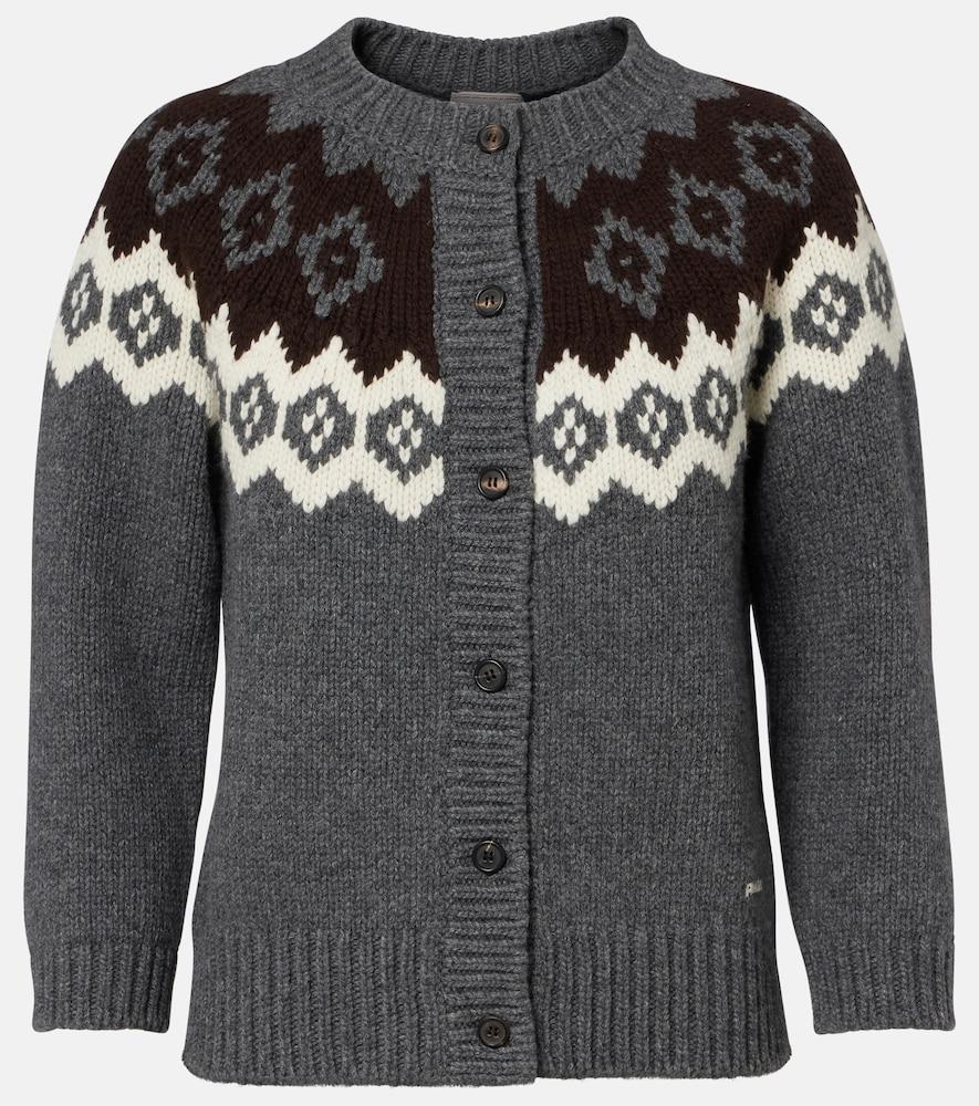 prada intarsia wool and cashmere cardigan
