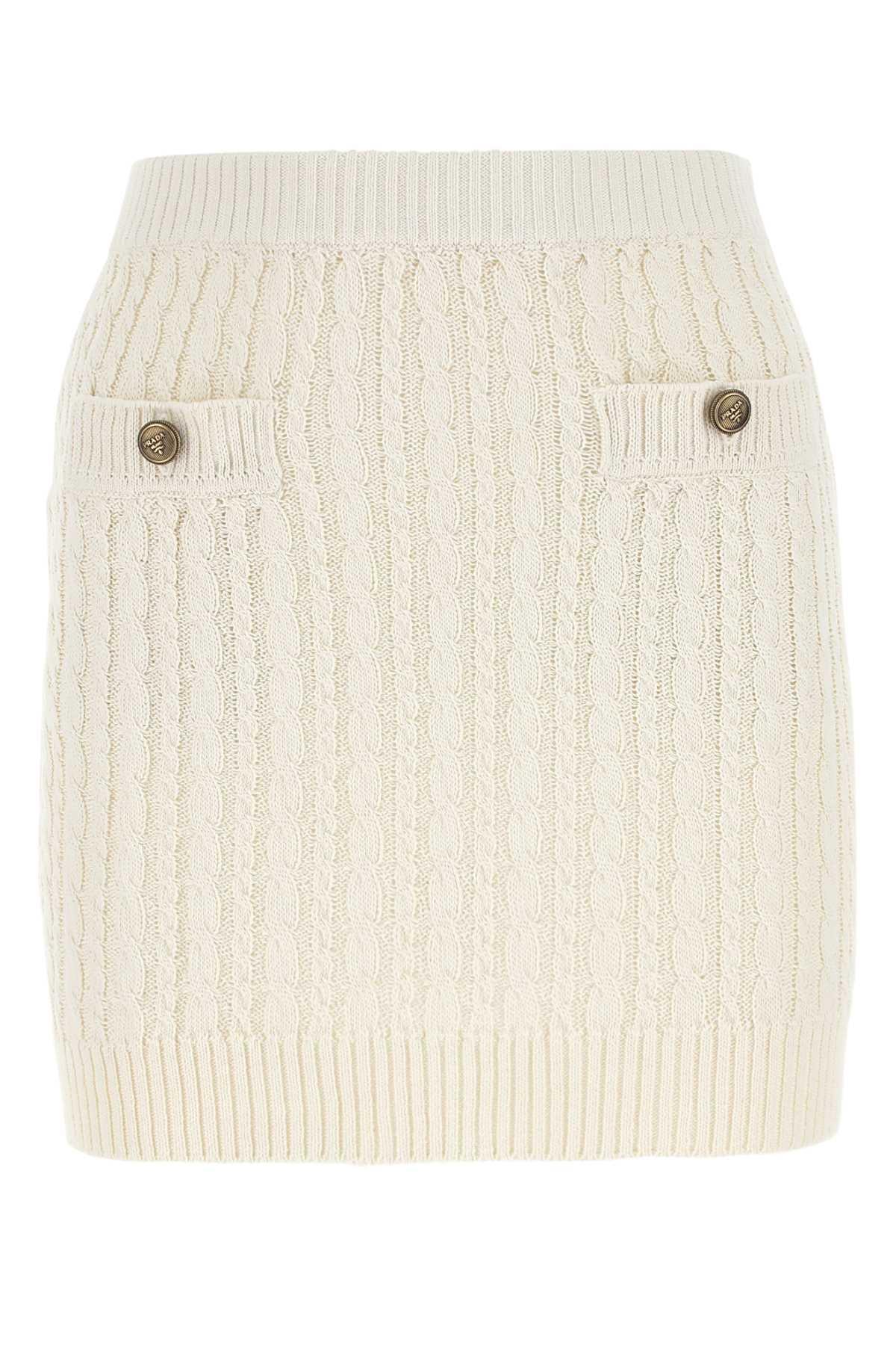 prada ivory cotton blend mini skirt
