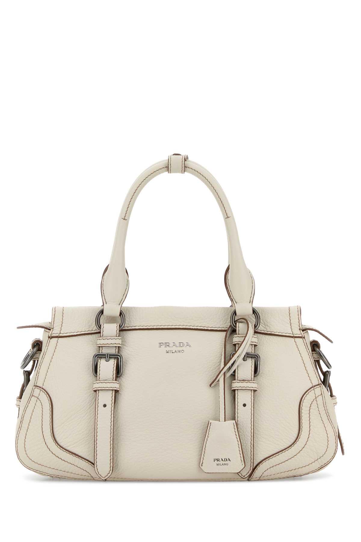prada ivory leather large handbag