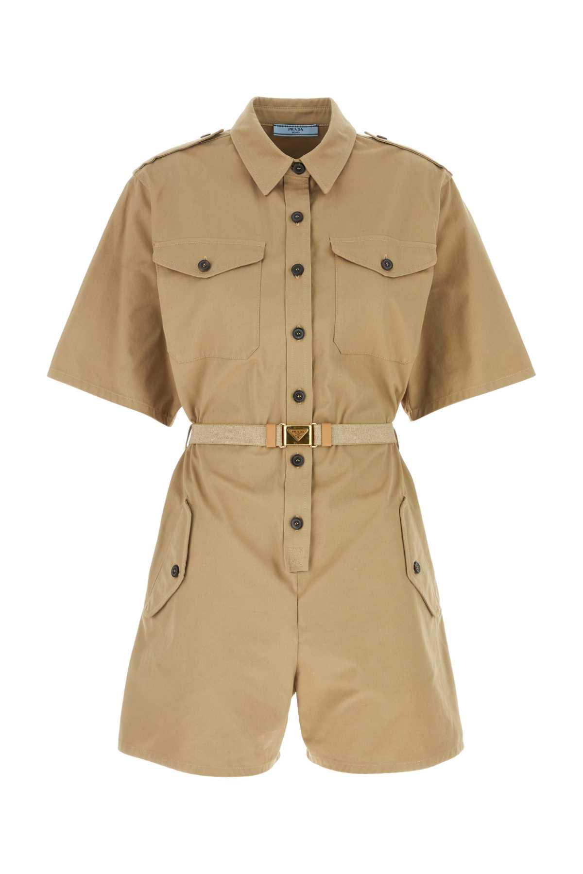 prada khaki cotton jumpsuit