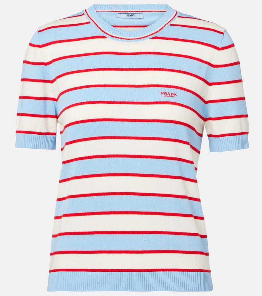 prada knitted striped cotton top