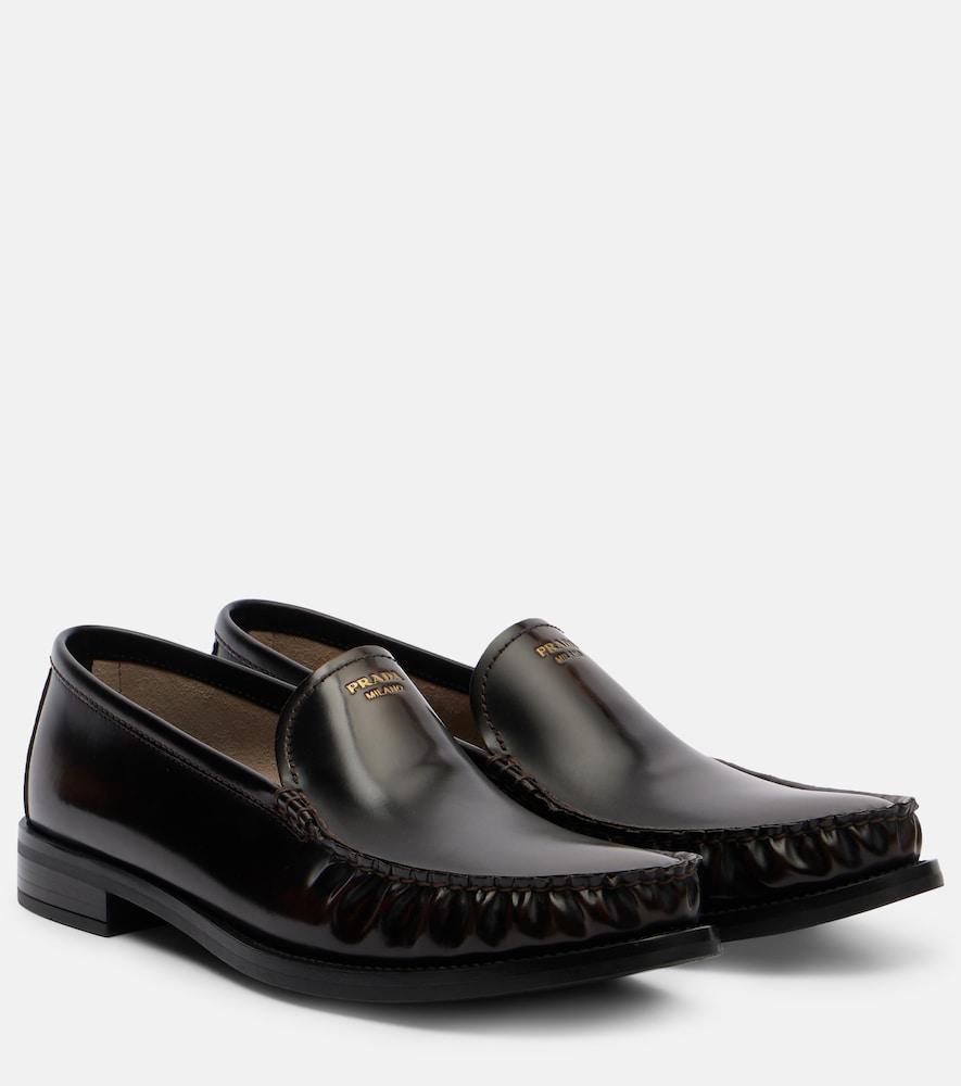 prada leather loafers