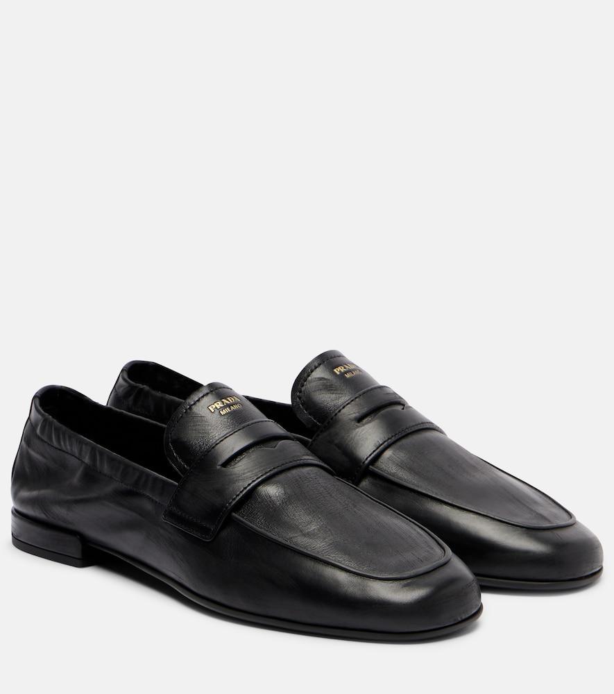 prada leather loafers